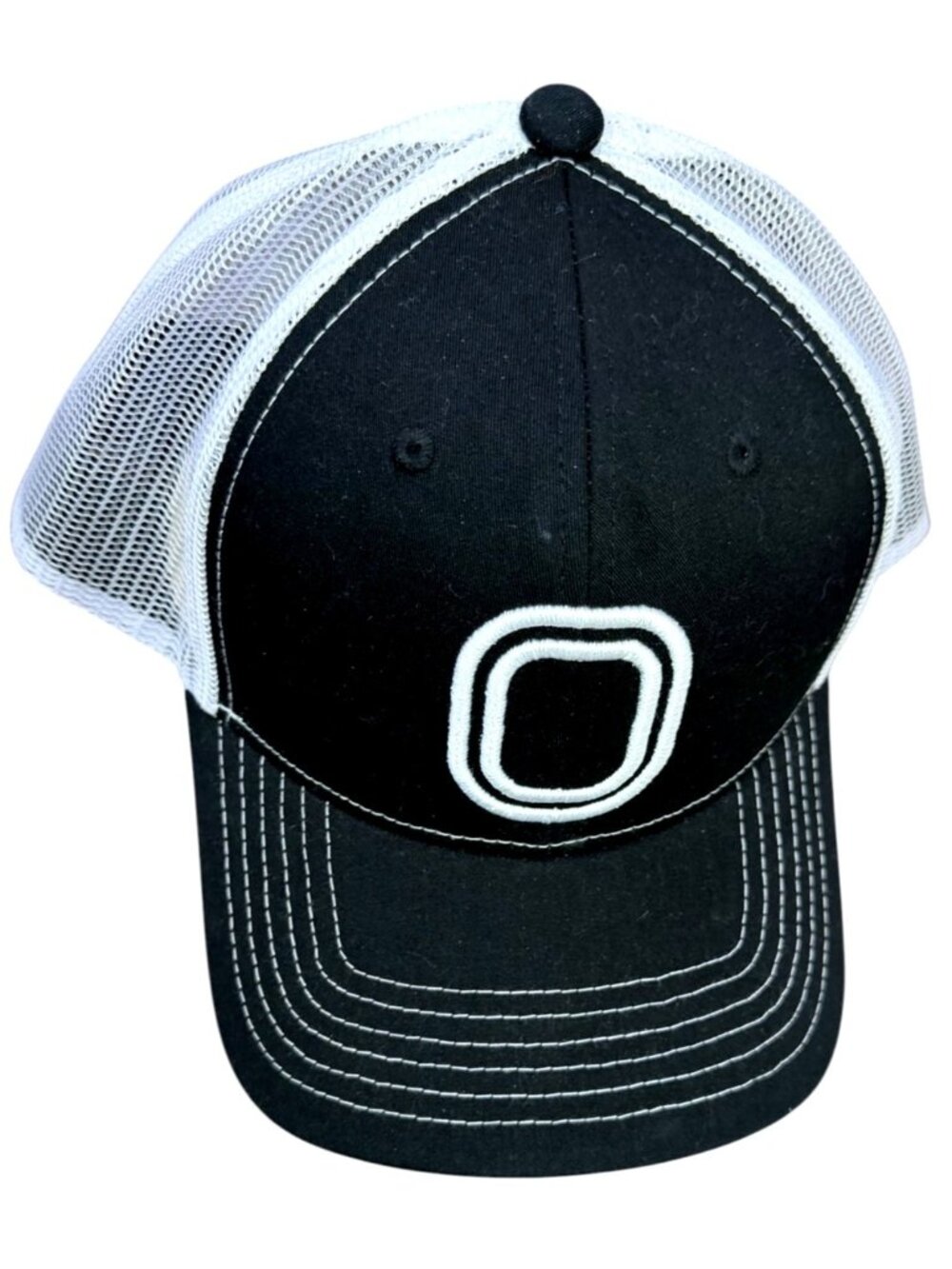 Overtime Black & White Trucker Hat With 3D Embroidered Logo Adjustable NWT